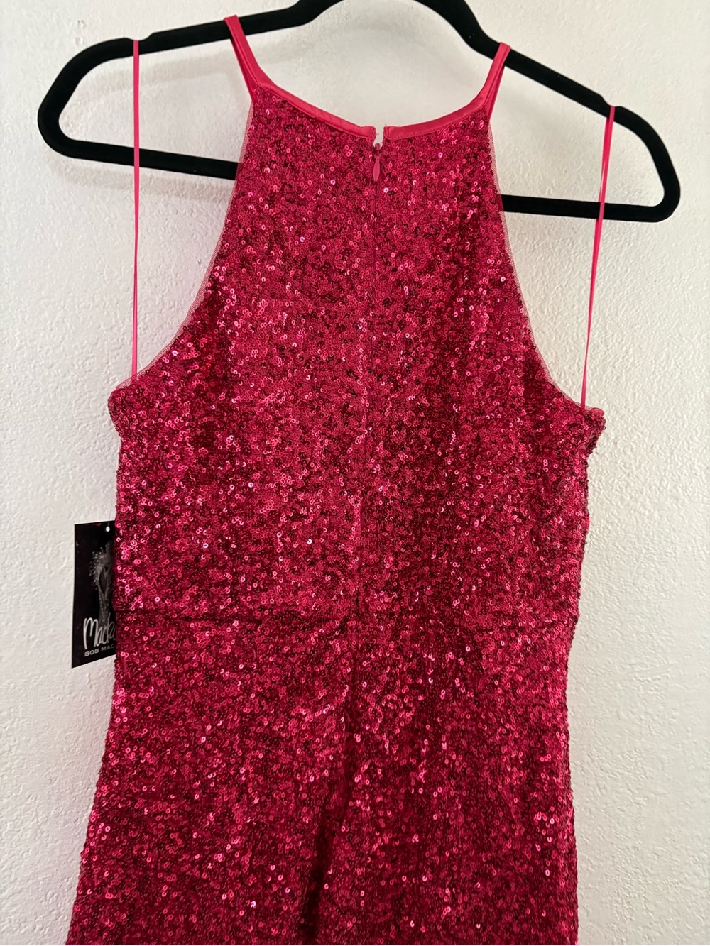 Bob Mackie Women's Sequin Sleeveless Midi Sheath Dress in Fuchsia - Picture 6 of 6